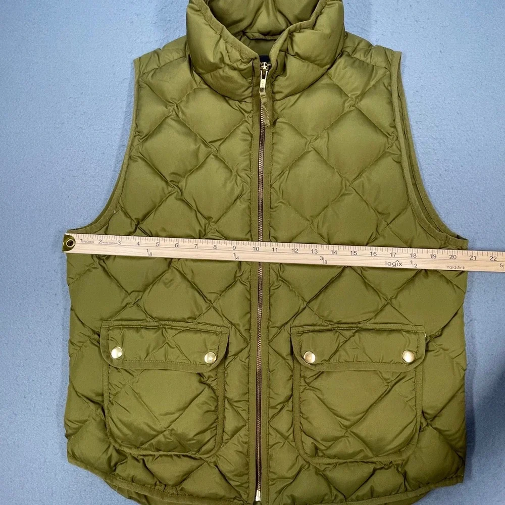 J.Crew Green Diamond Quilted Down Puffer Vest Womens Size Large